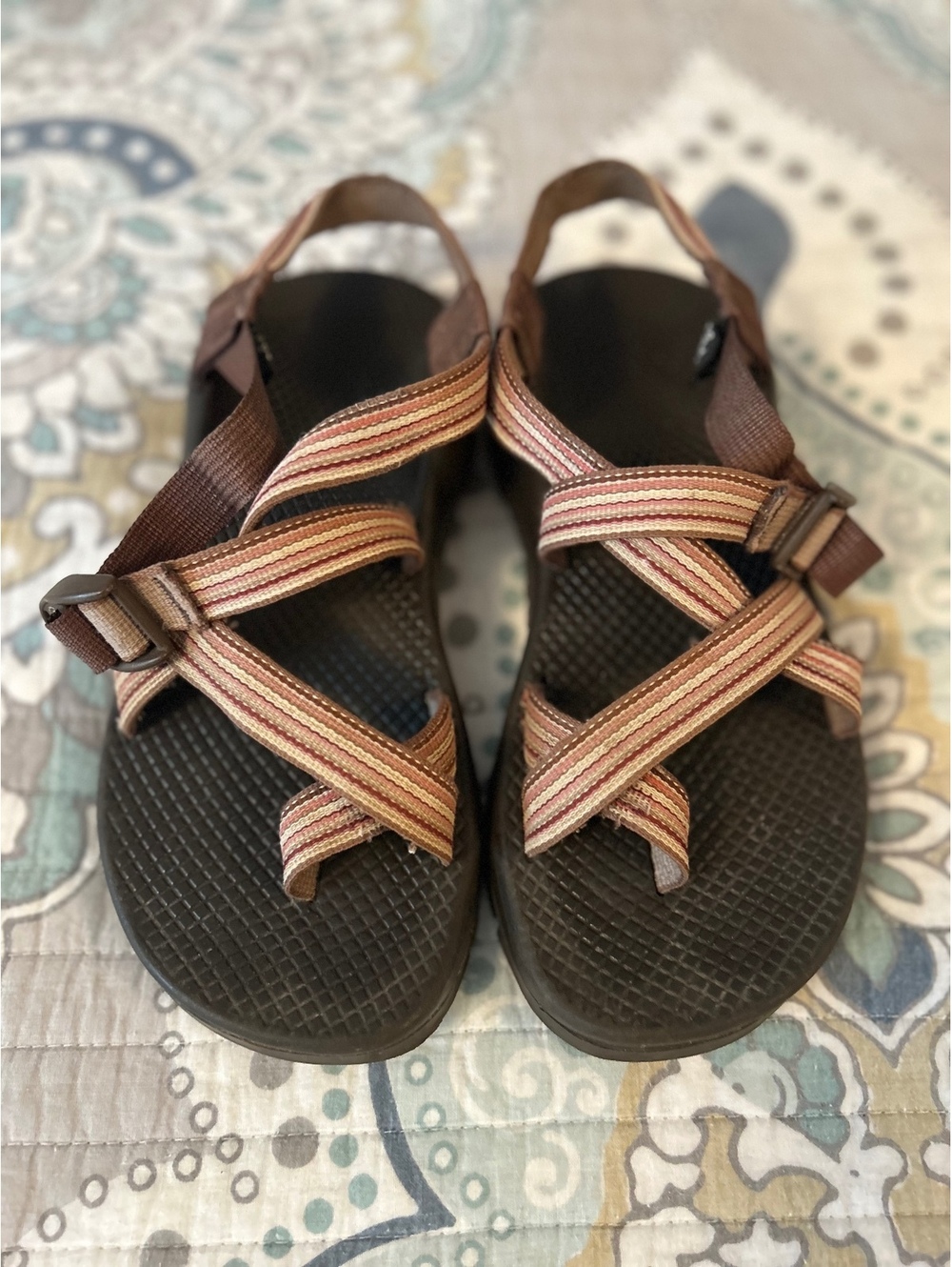 Chaco Women's Size 7 Adjustable Sport Sandals Brown Striped Straps